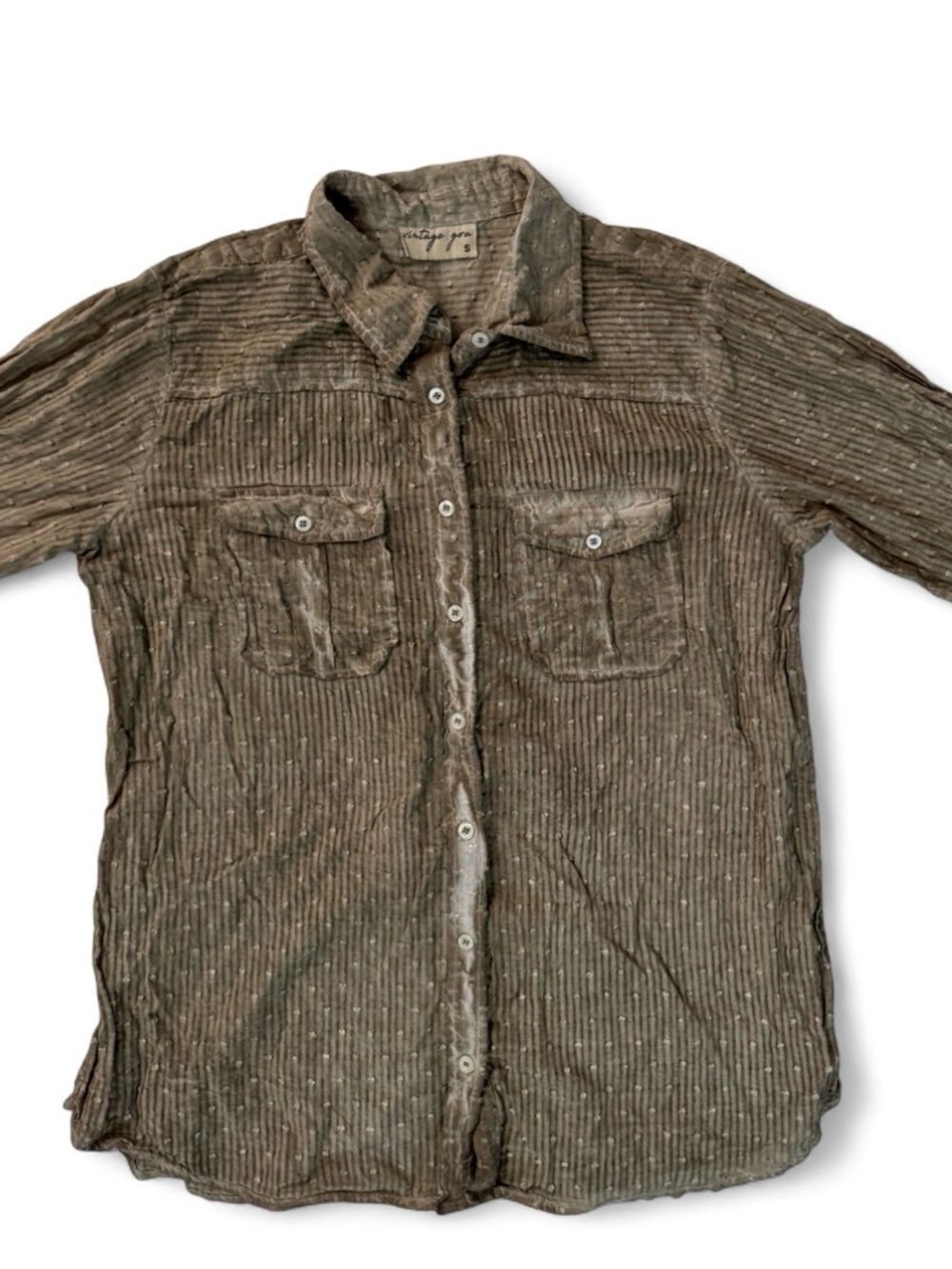 Vintage Goa Green-Brown Button-Up